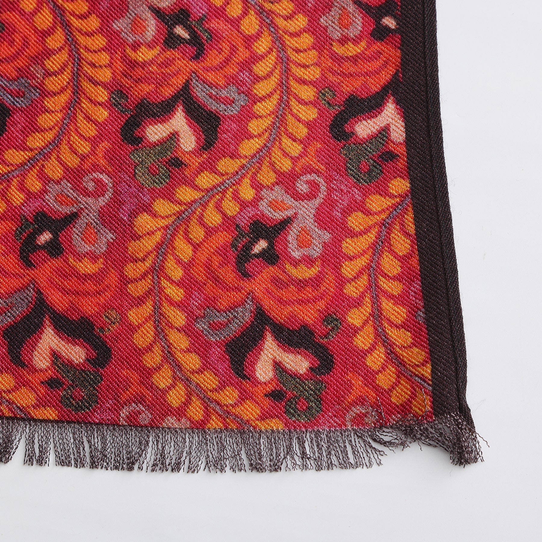 Ruba Red Luxury Silk & Wool Scarf 180 x 65 cm – Moroccan Inspired Design