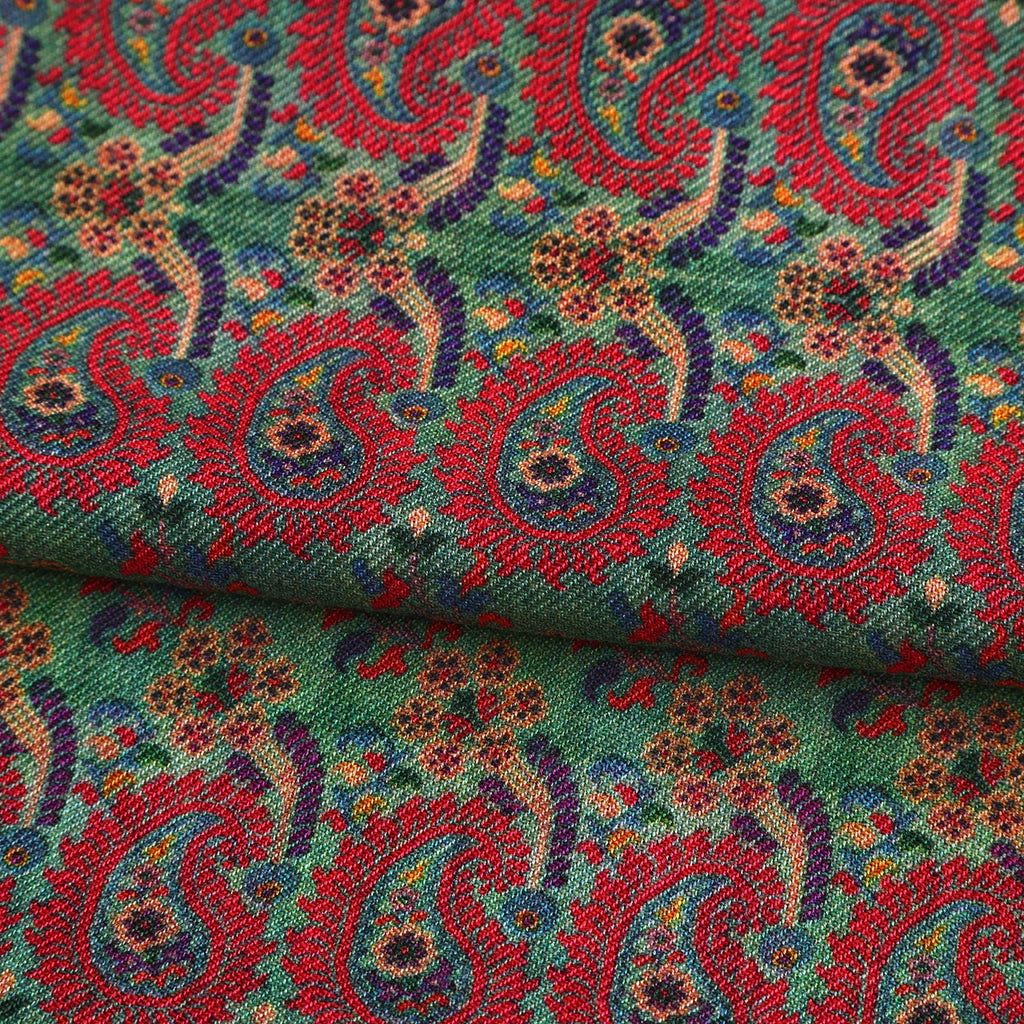 Ufuq Green Luxury Silk & Wool Scarf 180 x 65 cm – Moroccan Inspired Design