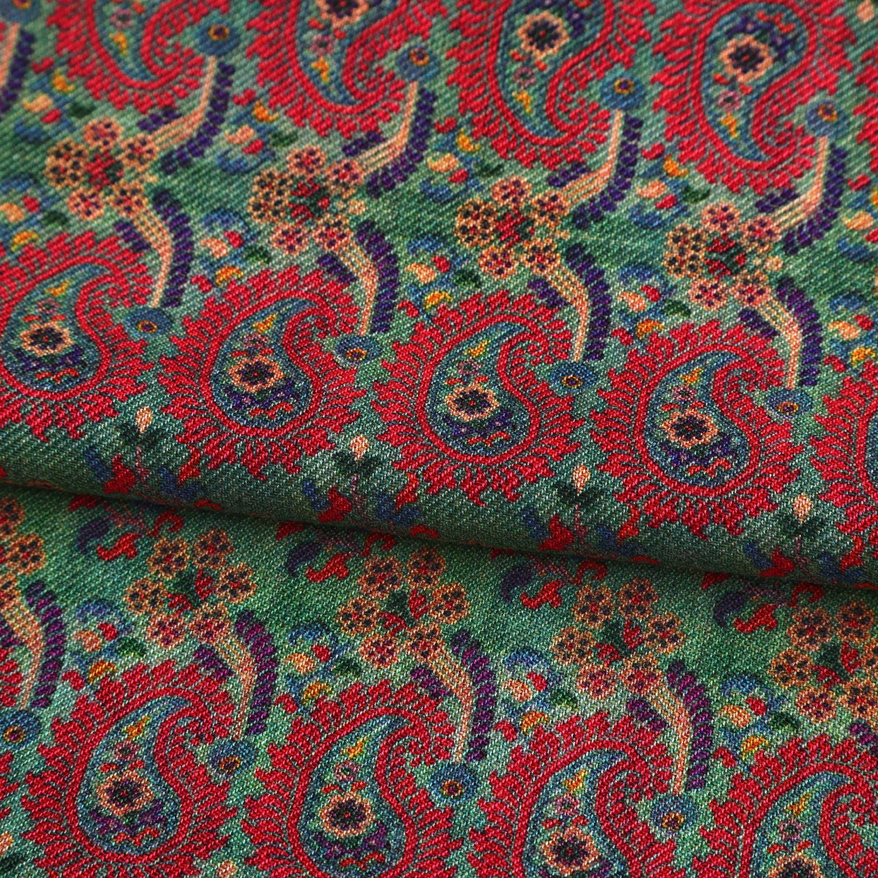 Ufuq Green Luxury Silk & Wool Scarf 180 x 65 cm – Moroccan Inspired Design