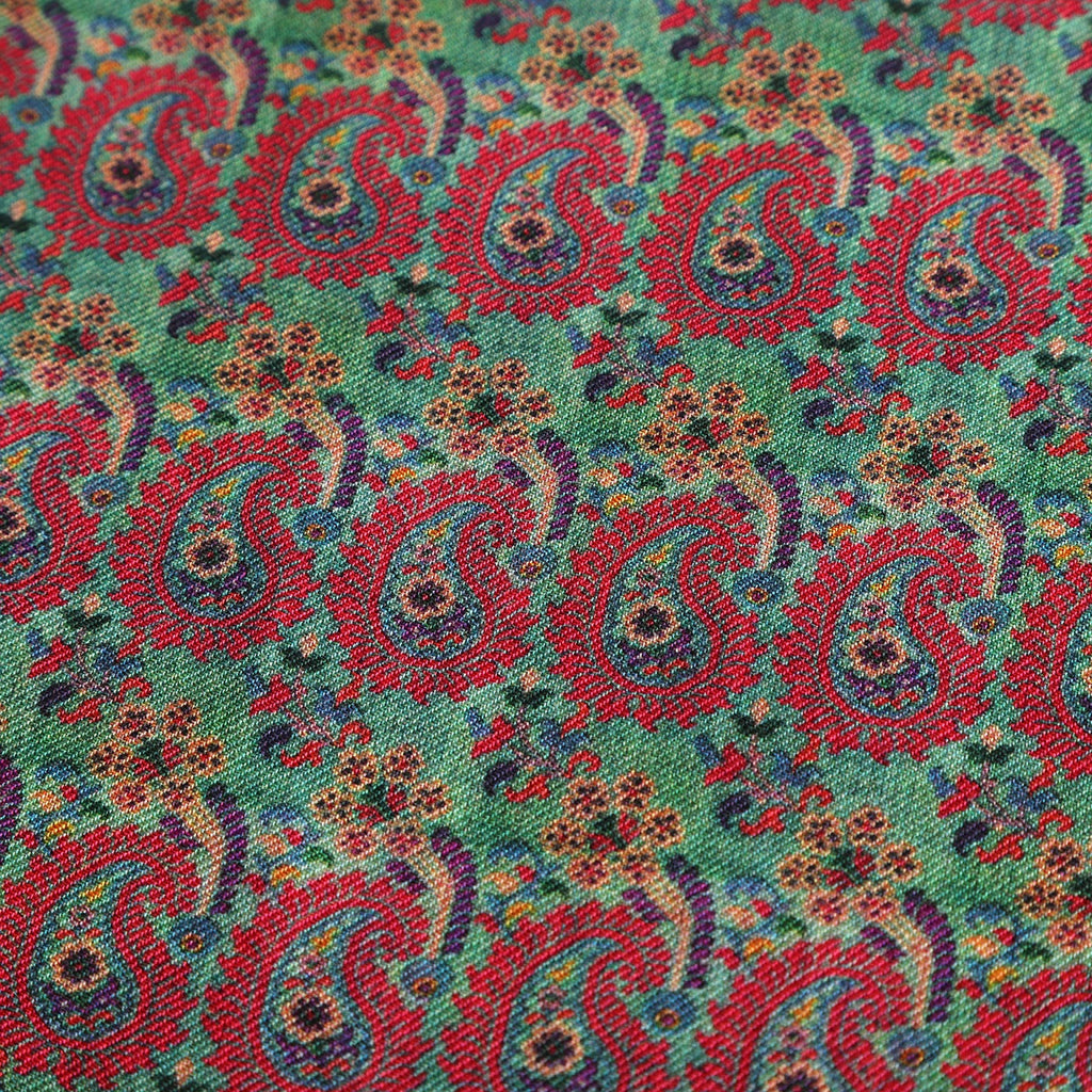 Ufuq Green Luxury Silk & Wool Scarf 180 x 65 cm – Moroccan Inspired Design