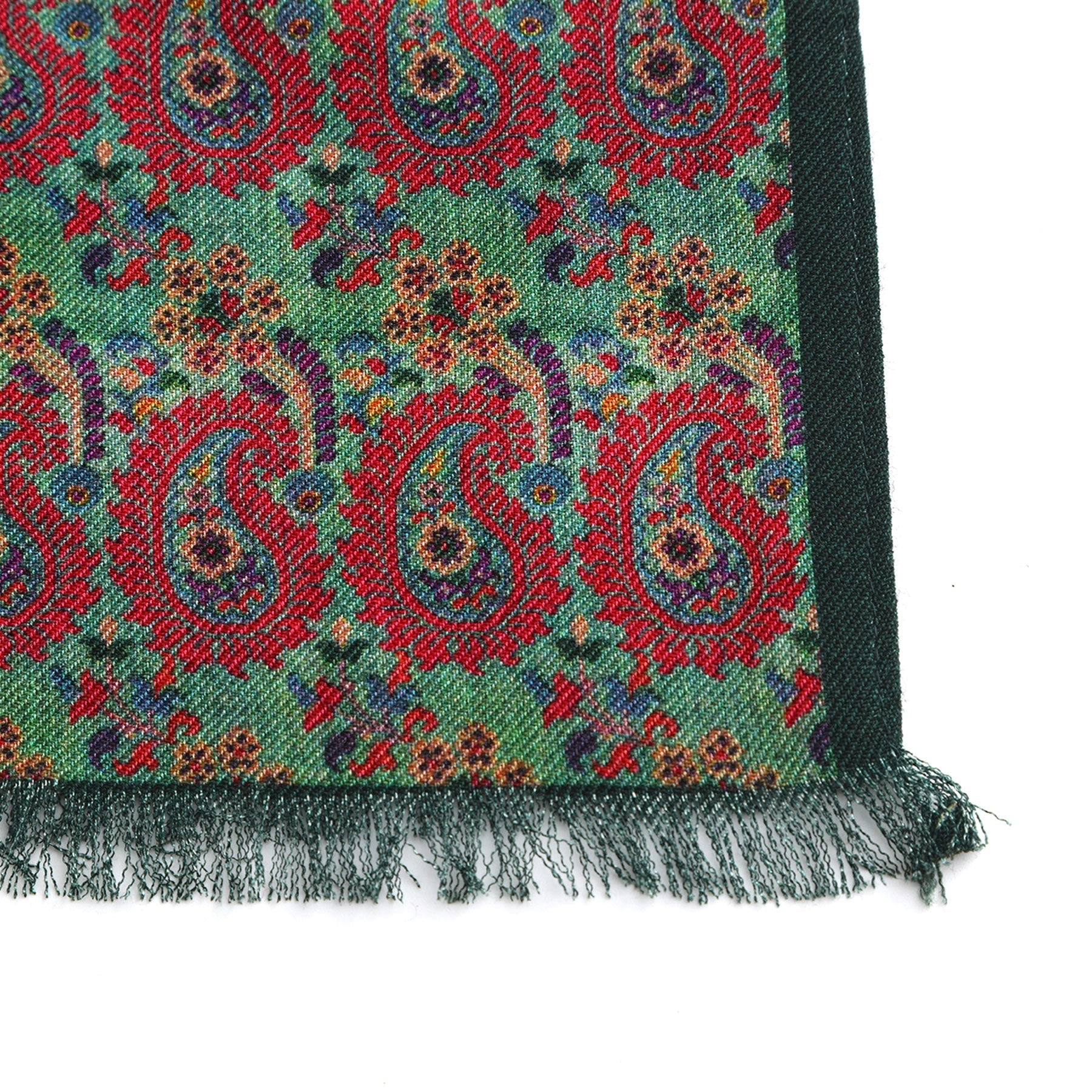 Ufuq Green Luxury Silk & Wool Scarf 180 x 65 cm – Moroccan Inspired Design