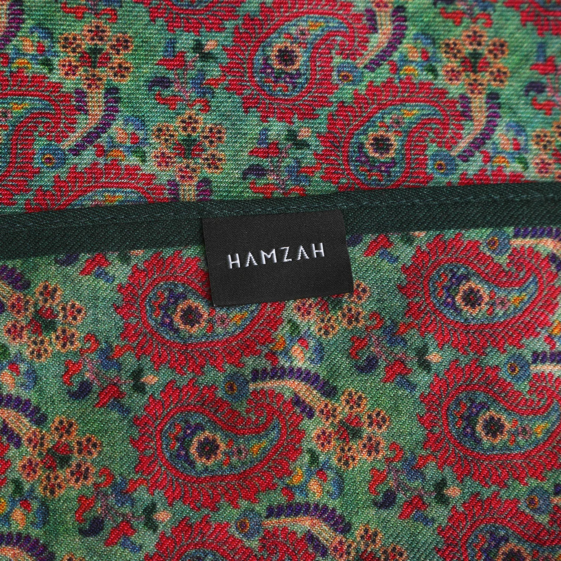 Ufuq Green Luxury Silk & Wool Scarf 180 x 65 cm – Moroccan Inspired Design