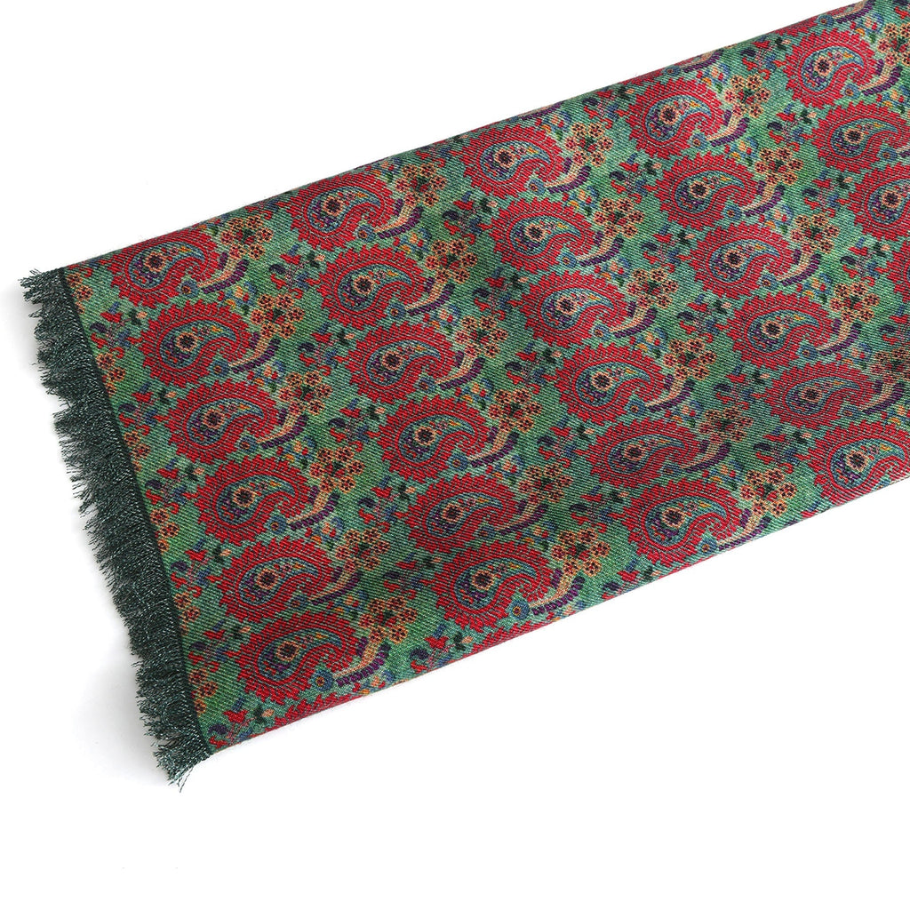 Ufuq Green Luxury Silk & Wool Scarf 180 x 65 cm – Moroccan Inspired Design