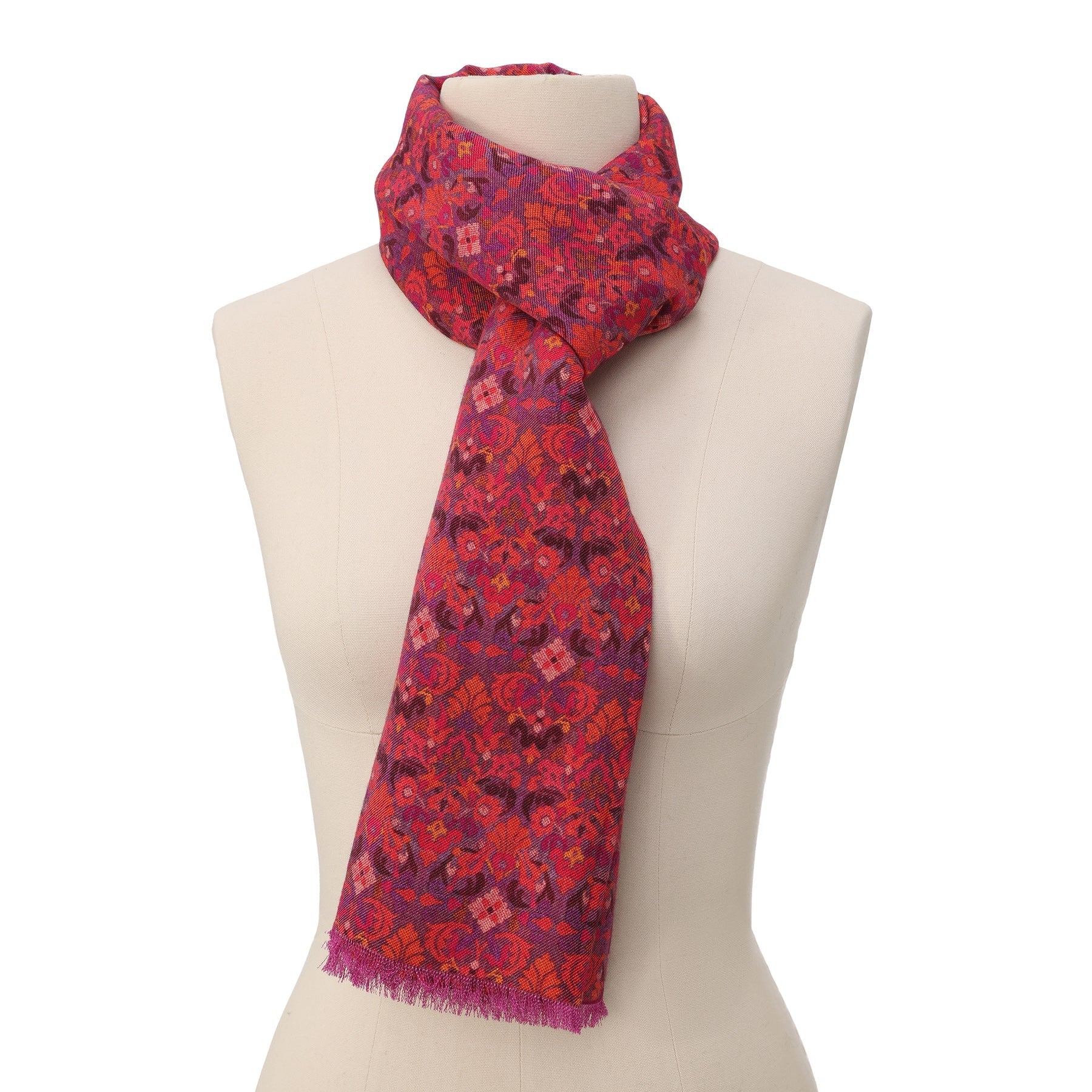 Mahabah Purple Luxury Silk & Wool Scarf 180 x 65 cm – Moroccan Inspired Design