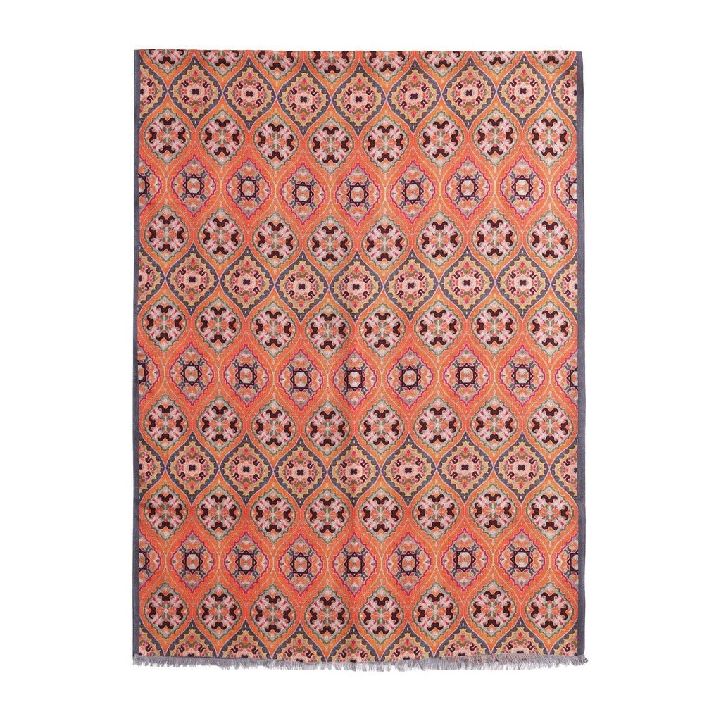 Nasim Orange Luxury Silk & Wool Scarf 180 x 65 cm – Moroccan Inspired Design