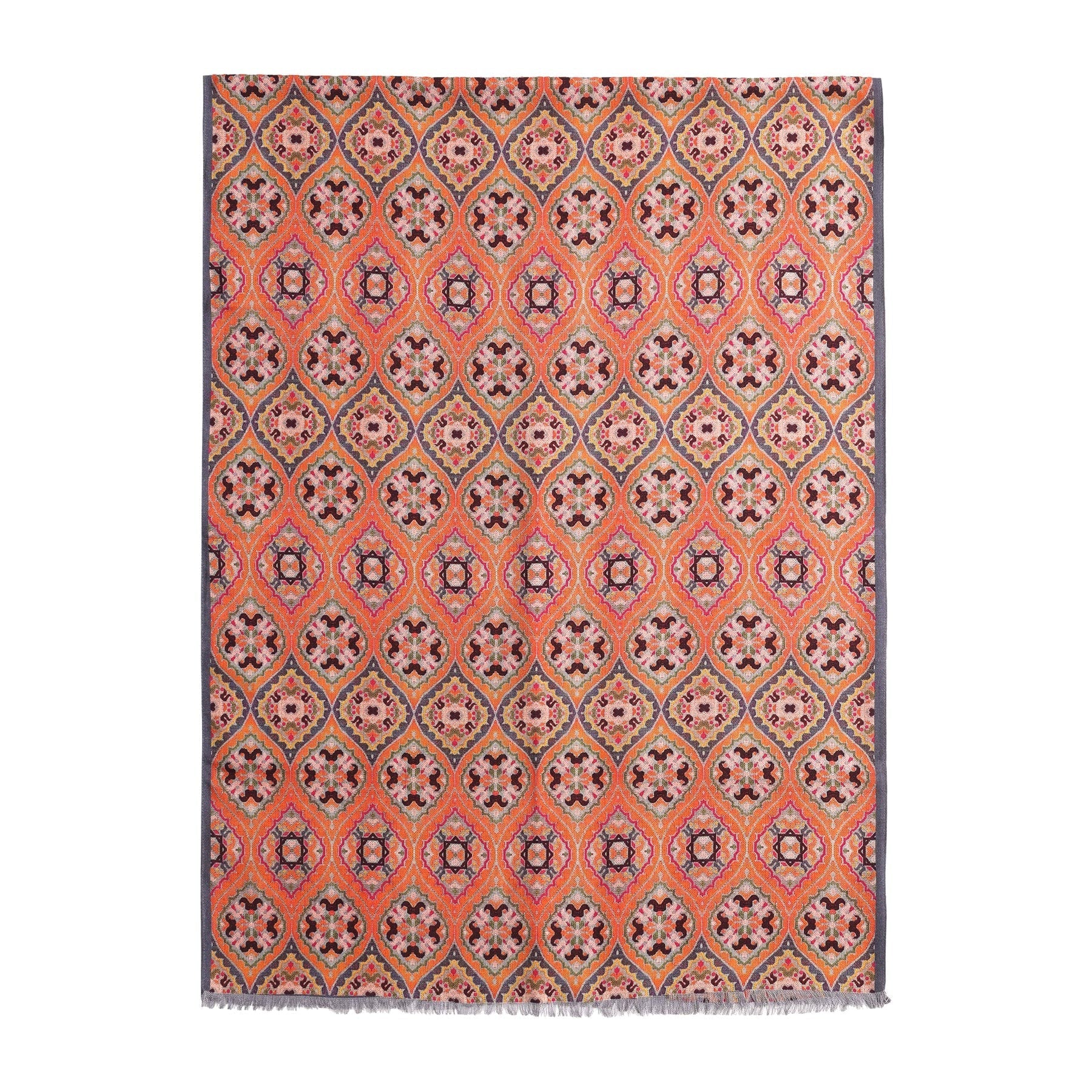 Nasim Orange Luxury Silk & Wool Scarf 180 x 65 cm – Moroccan Inspired Design