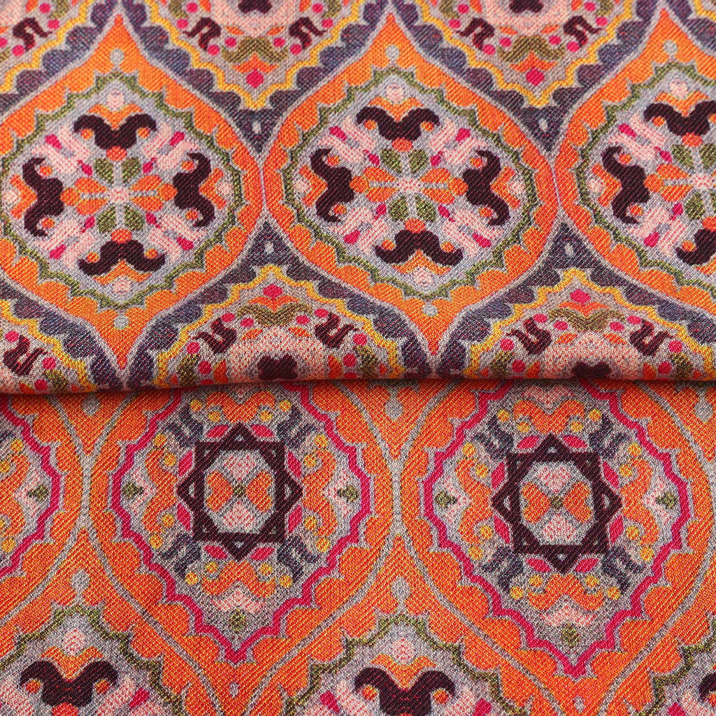 Nasim Orange Luxury Silk & Wool Scarf 180 x 65 cm – Moroccan Inspired Design