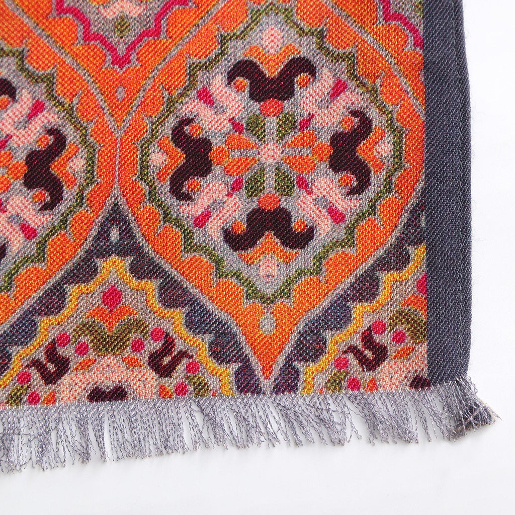 Nasim Orange Luxury Silk & Wool Scarf 180 x 65 cm – Moroccan Inspired Design