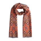 Nasim Orange Luxury Silk & Wool Scarf 180 x 65 cm – Moroccan Inspired Design