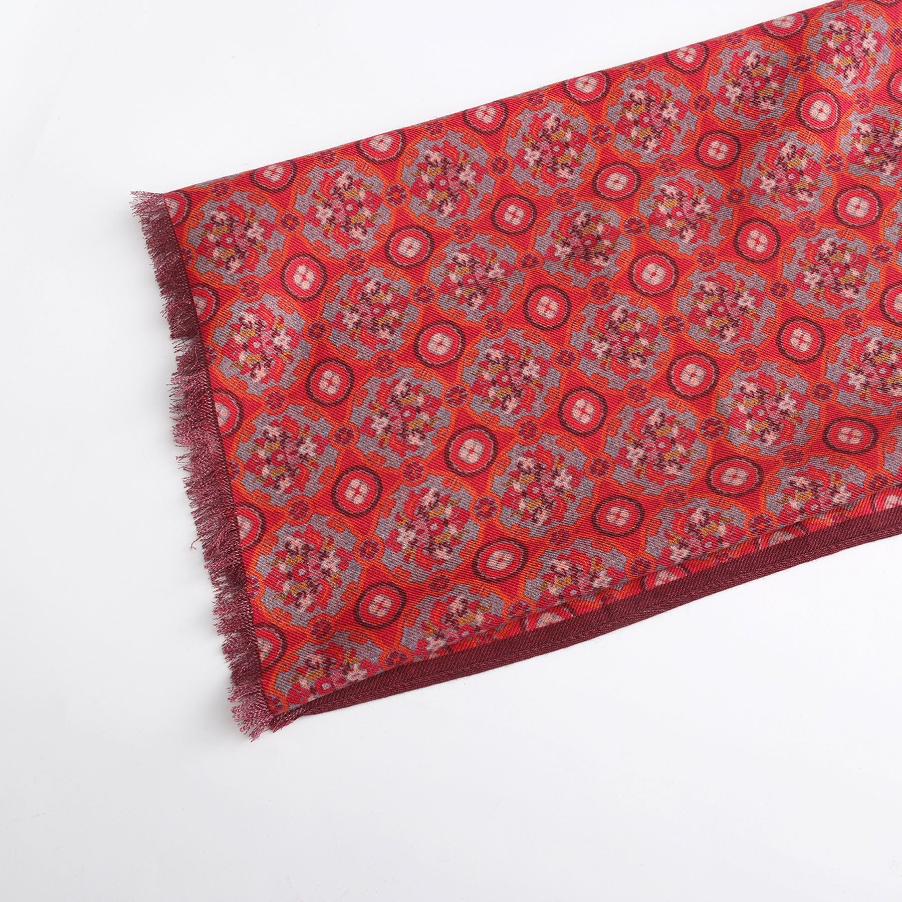 Naum Red Luxury Silk & Wool Scarf 180 x 65 cm – Moroccan Inspired Design