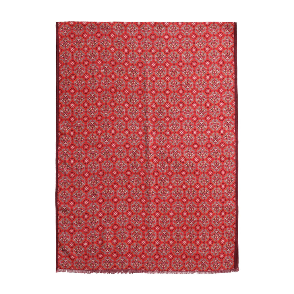 Naum Red Luxury Silk & Wool Scarf 180 x 65 cm – Moroccan Inspired Design