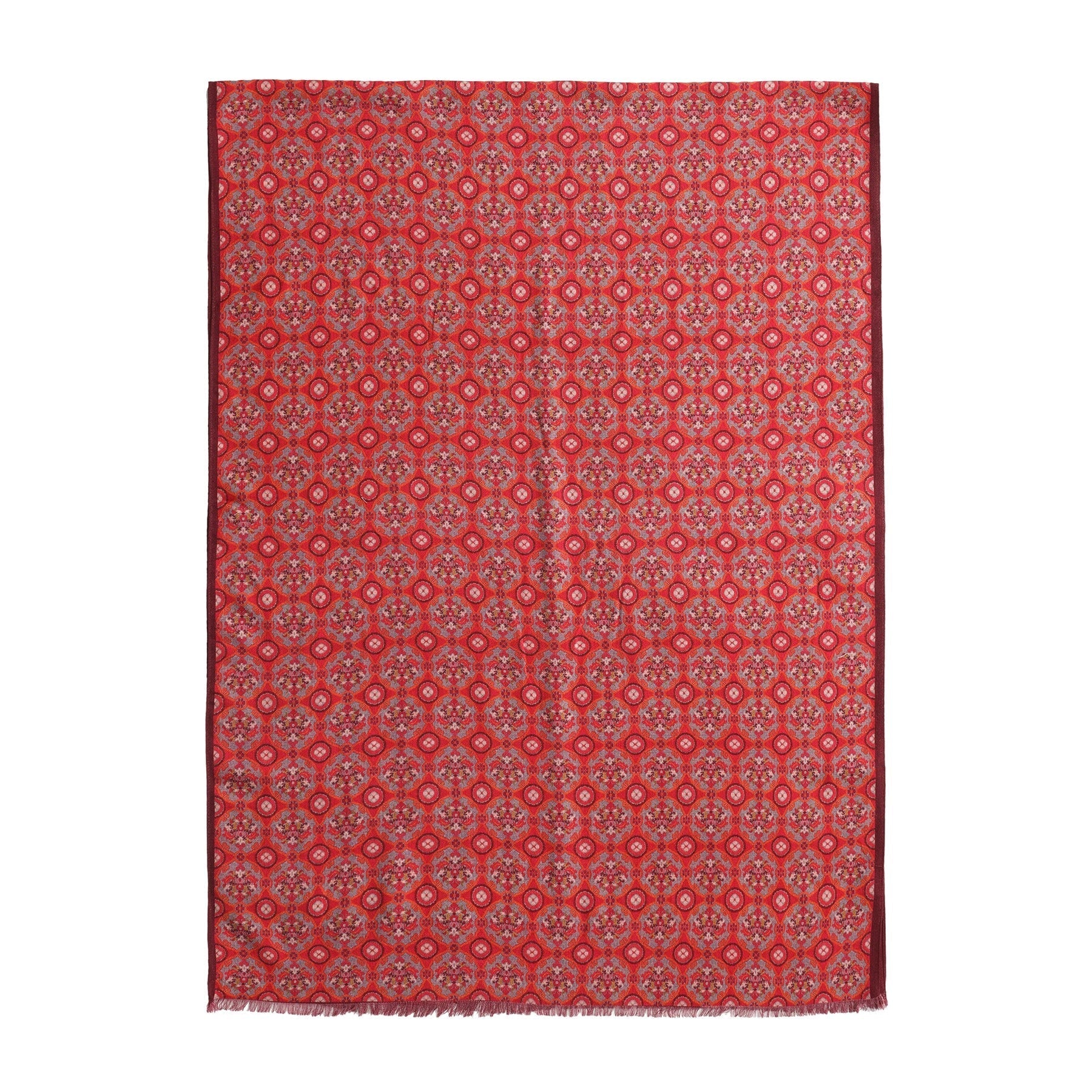 Naum Red Luxury Silk & Wool Scarf 180 x 65 cm – Moroccan Inspired Design