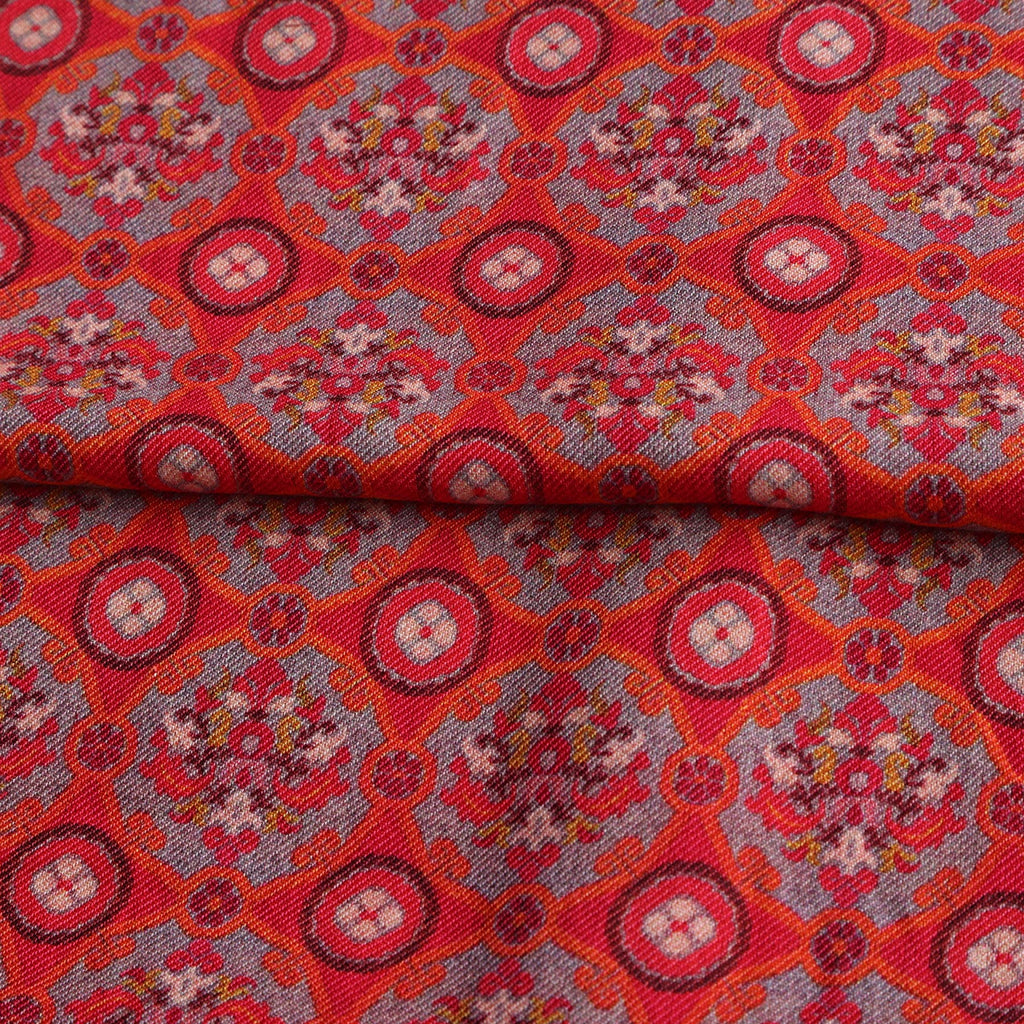 Naum Red Luxury Silk & Wool Scarf 180 x 65 cm – Moroccan Inspired Design
