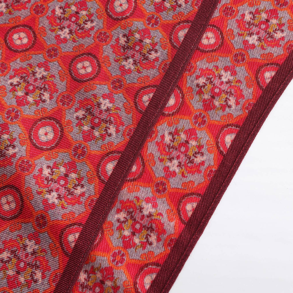 Naum Red Luxury Silk & Wool Scarf 180 x 65 cm – Moroccan Inspired Design