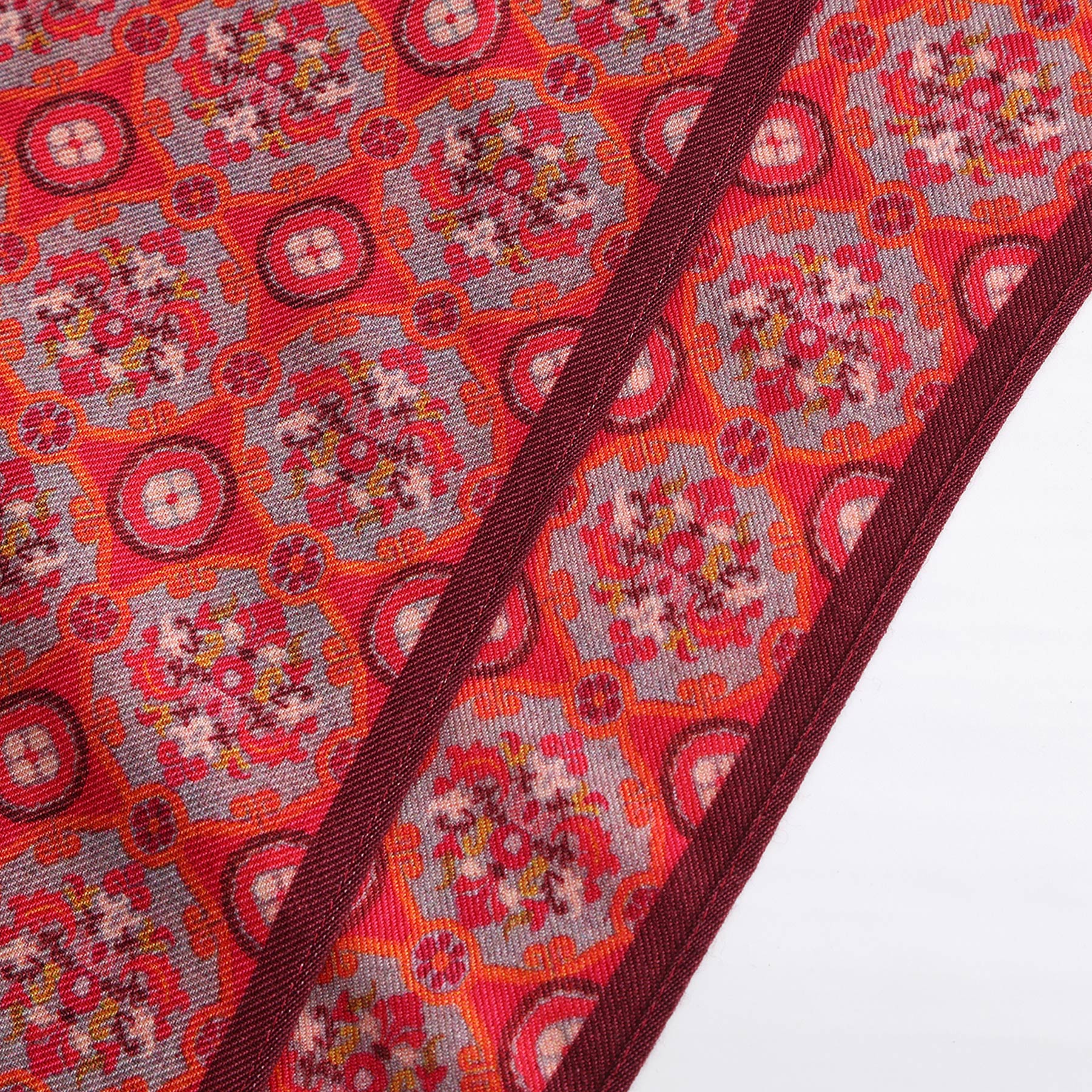 Naum Red Luxury Silk & Wool Scarf 180 x 65 cm – Moroccan Inspired Design