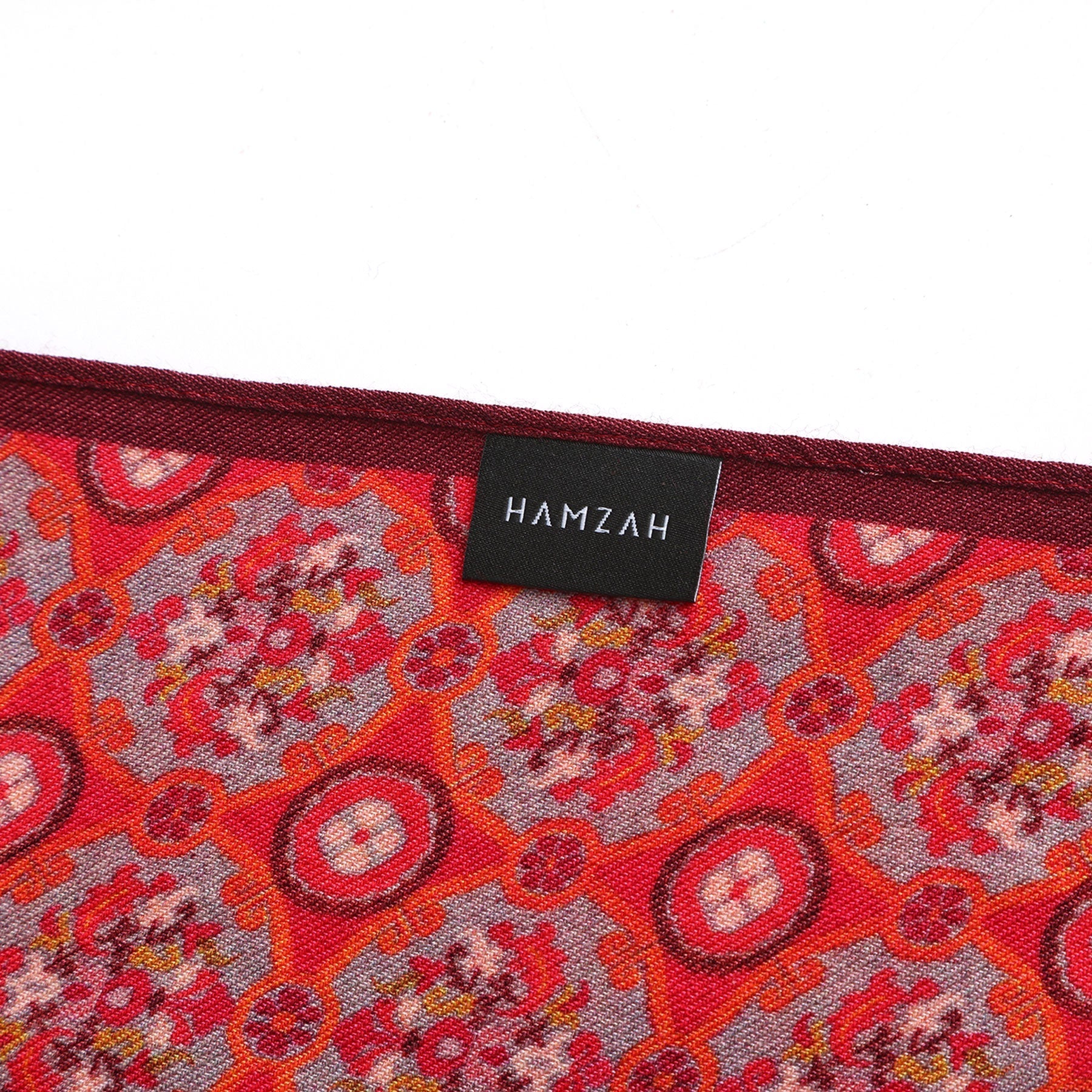 Naum Red Luxury Silk & Wool Scarf 180 x 65 cm – Moroccan Inspired Design