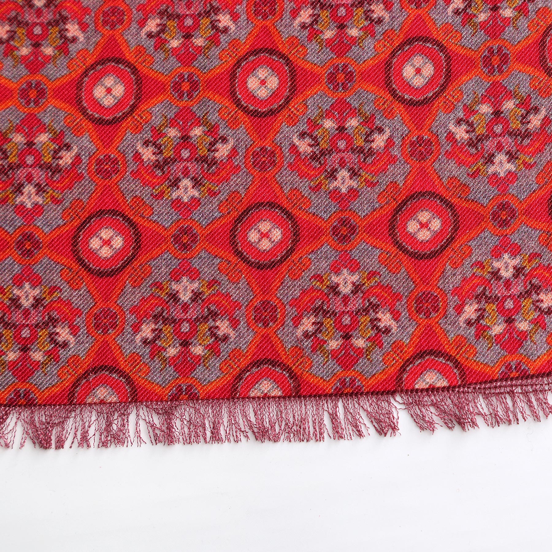 Naum Red Luxury Silk & Wool Scarf 180 x 65 cm – Moroccan Inspired Design