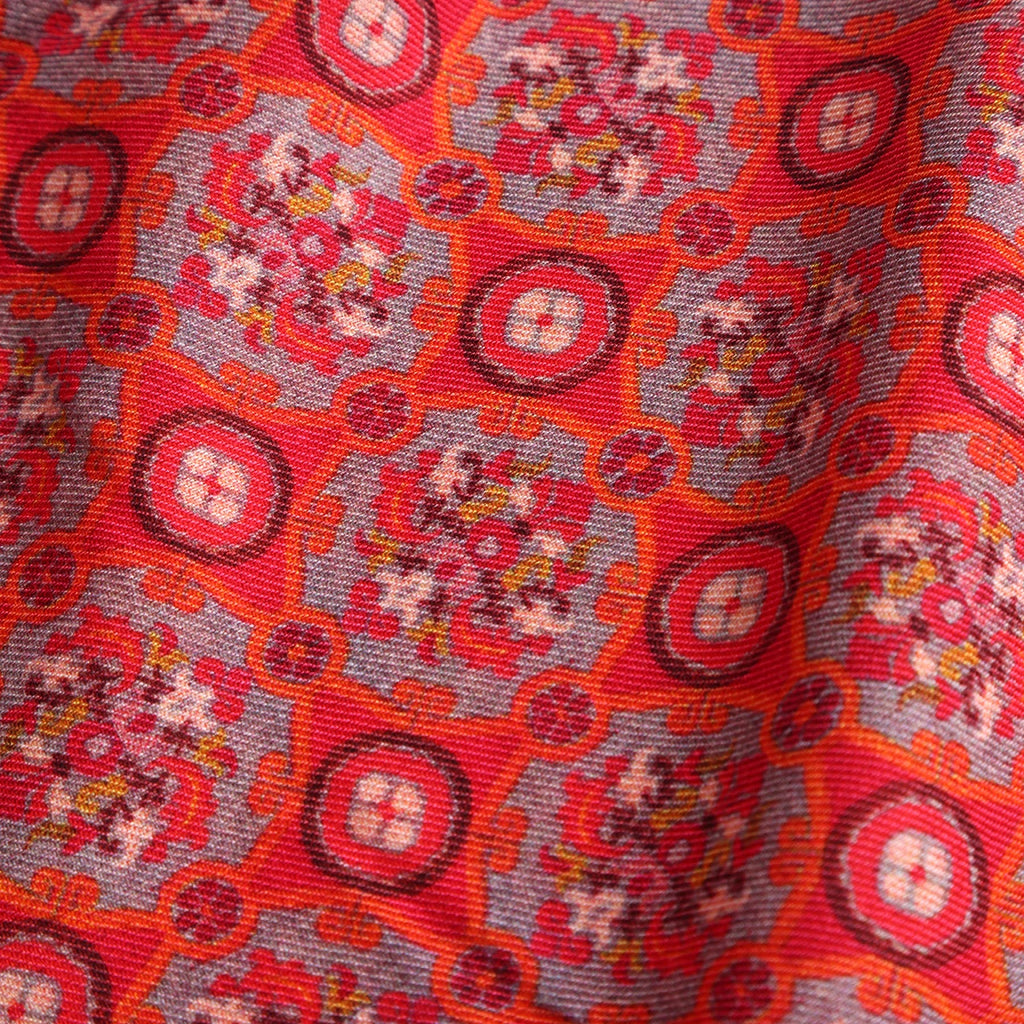 Naum Red Luxury Silk & Wool Scarf 180 x 65 cm – Moroccan Inspired Design