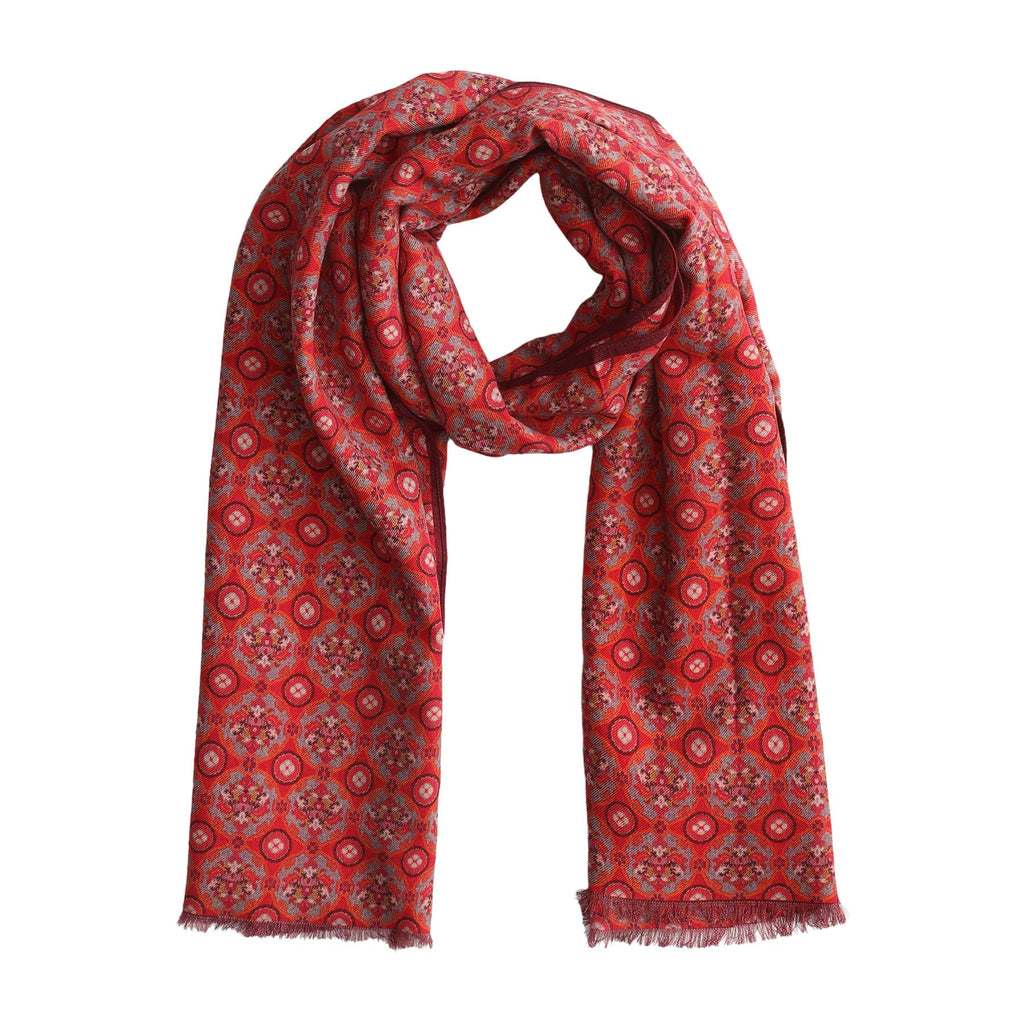 Naum Red Luxury Silk & Wool Scarf 180 x 65 cm – Moroccan Inspired Design