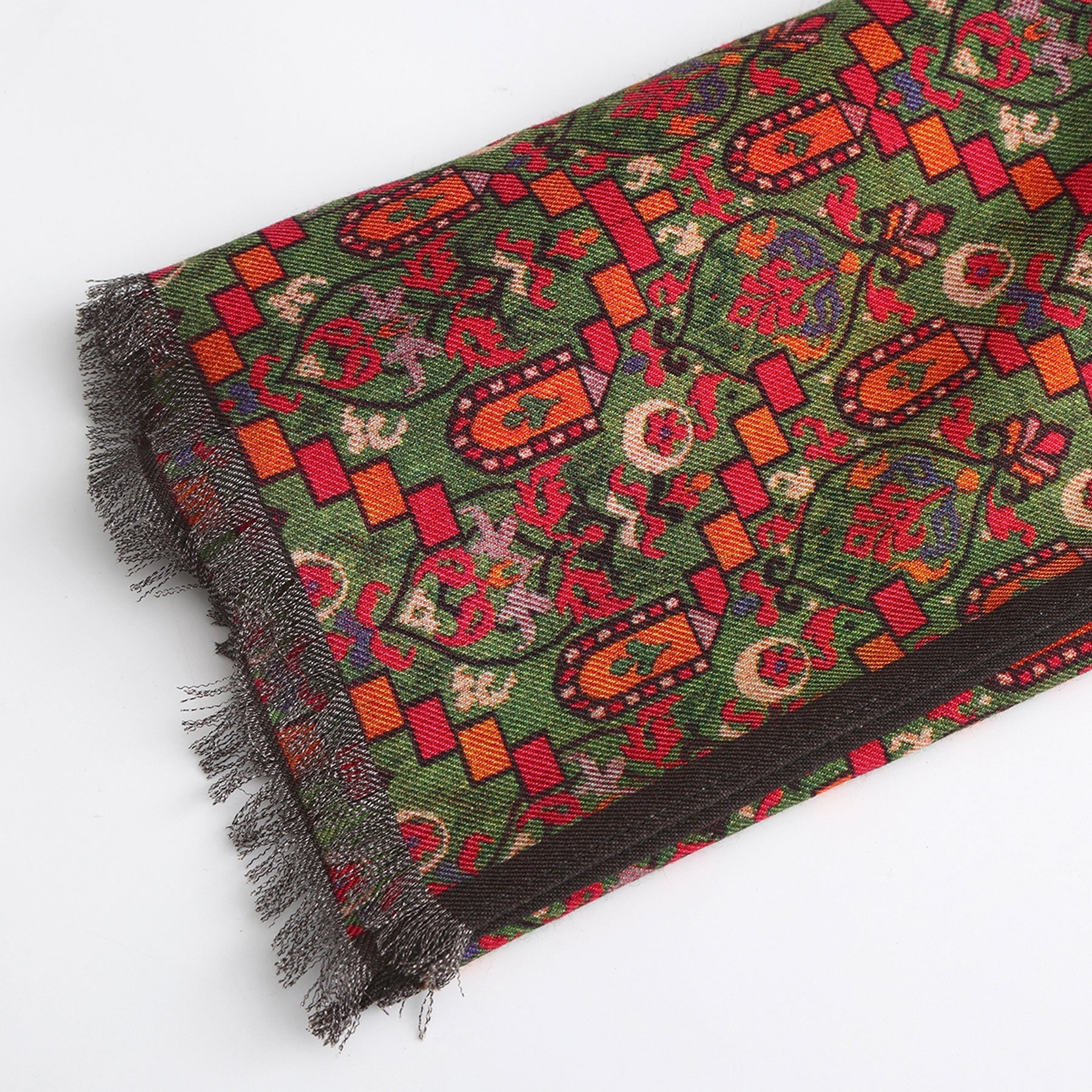 Sarab Green Luxury Silk & Wool Scarf 180 x 65 cm – Moroccan Inspired Design