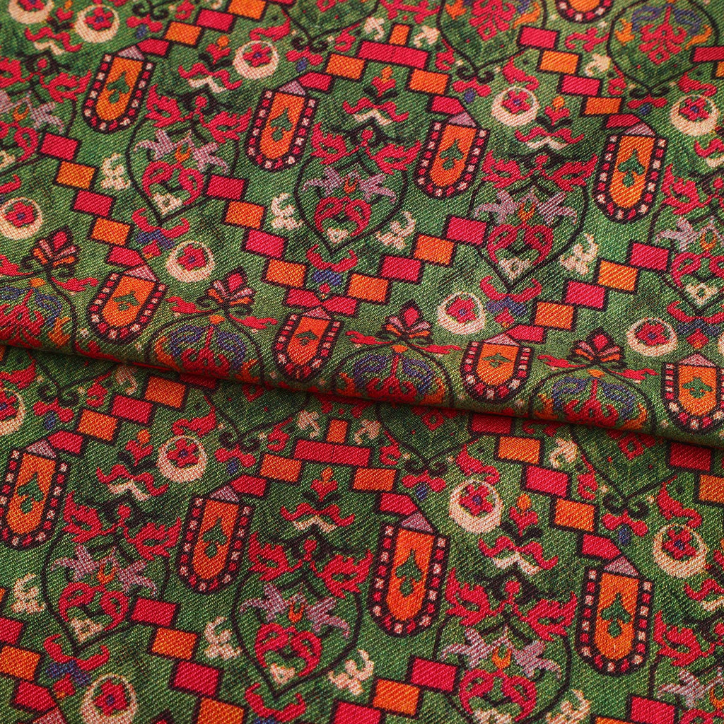 Sarab Green Luxury Silk & Wool Scarf 180 x 65 cm – Moroccan Inspired Design