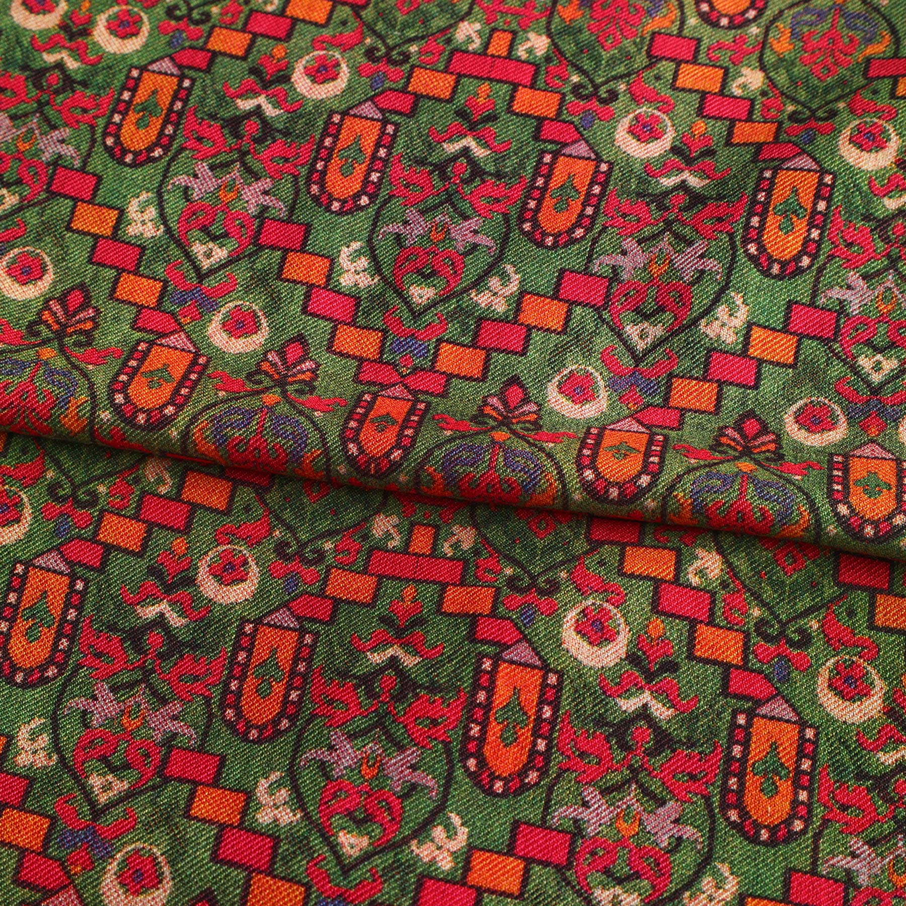 Sarab Green Luxury Silk & Wool Scarf 180 x 65 cm – Moroccan Inspired Design