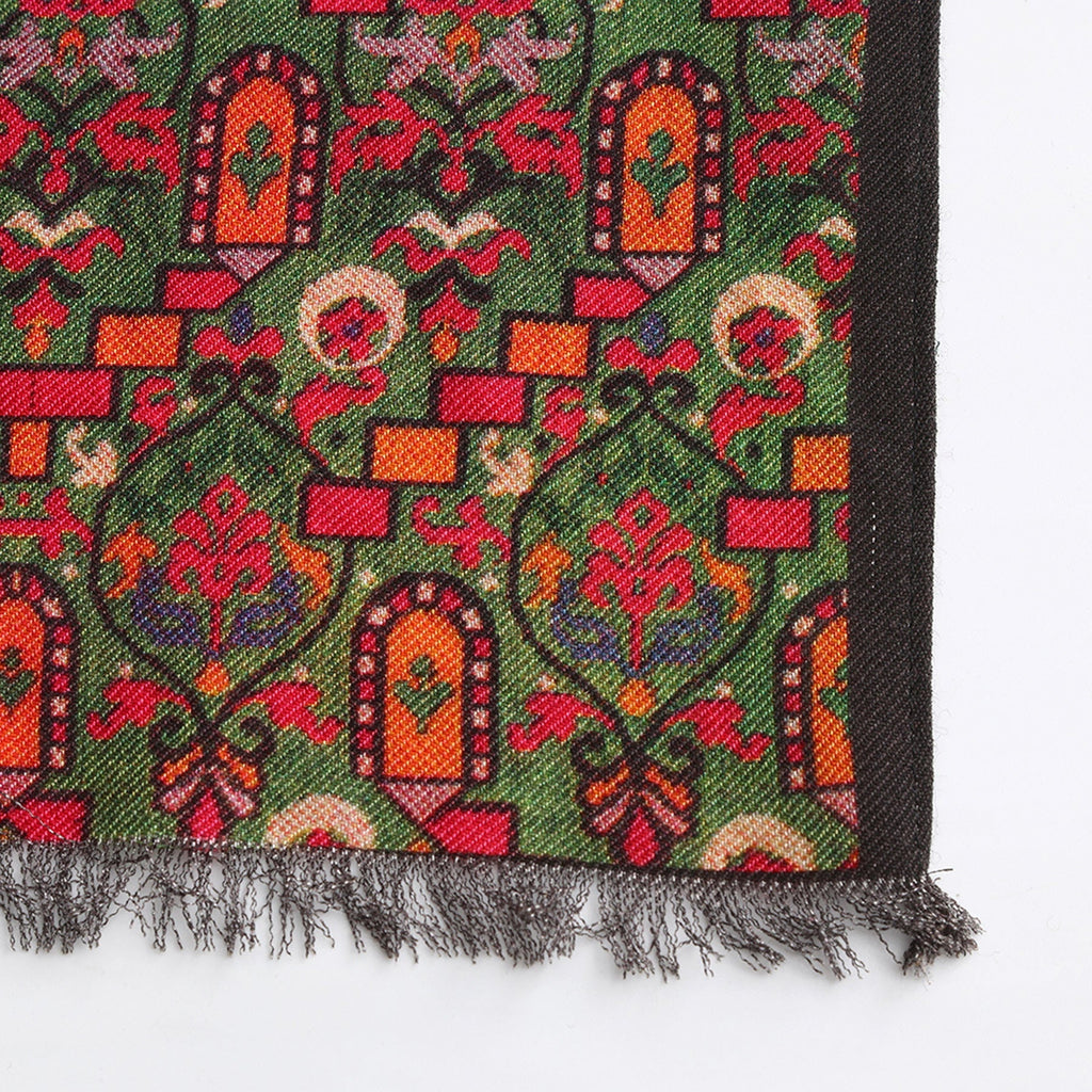 Sarab Green Luxury Silk & Wool Scarf 180 x 65 cm – Moroccan Inspired Design
