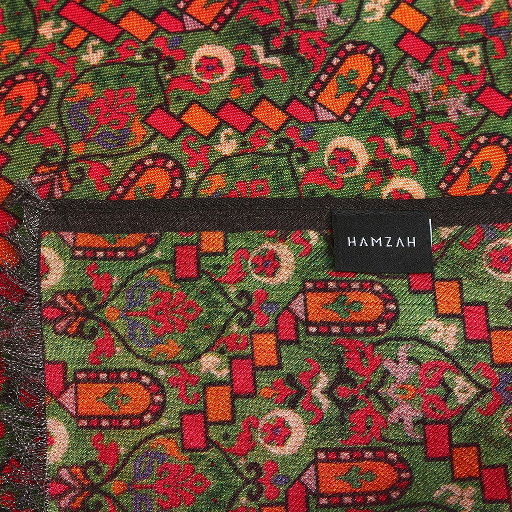 Sarab Green Luxury Silk & Wool Scarf 180 x 65 cm – Moroccan Inspired Design