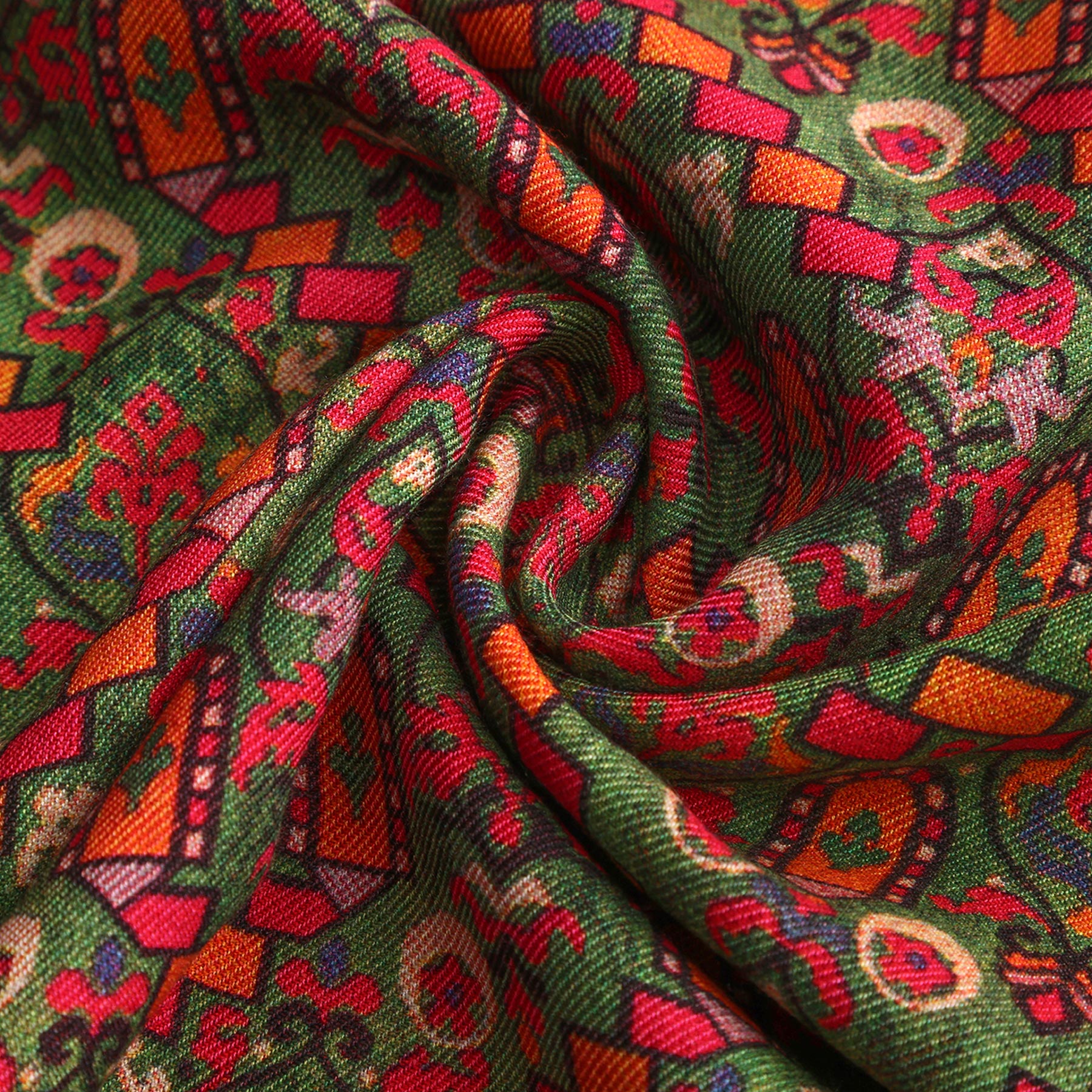 Sarab Green Luxury Silk & Wool Scarf 180 x 65 cm – Moroccan Inspired Design
