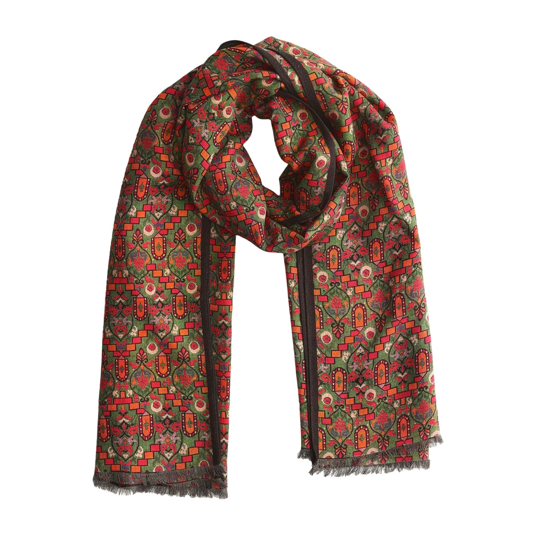 Sarab Green Luxury Silk & Wool Scarf 180 x 65 cm – Moroccan Inspired Design
