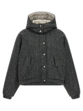 Brunello Cucinelli Donegal Tweed Down Jacket — charcoal