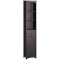 Bathroom Storage Cabinet, Tall Linen Tower with 3 Tier Shelves and Drawer, Brown