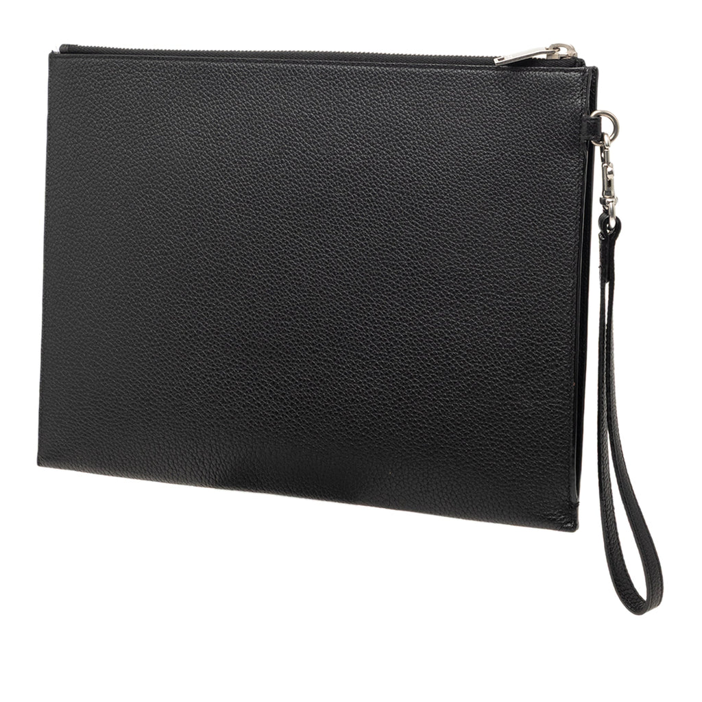 Grained Calfskin Monogram Clutch