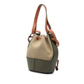 Small Canvas and Leather Balloon Bucket Bag