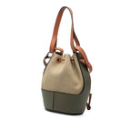 Small Canvas and Leather Balloon Bucket Bag