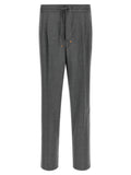 Brunello Cucinelli Virgin Wool Flannel Trousers — Gray