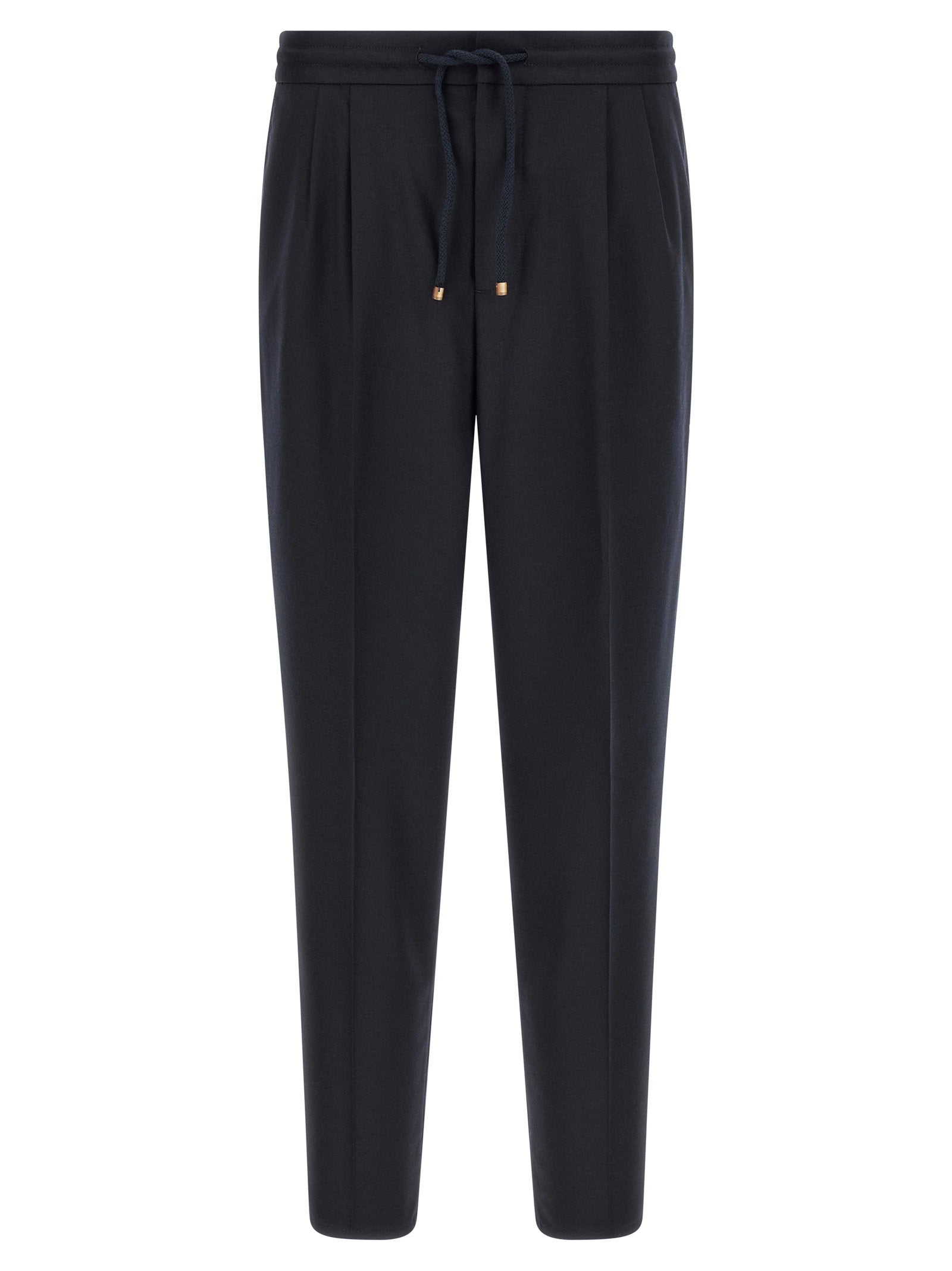 Brunello Cucinelli Virgin Wool Flannel Trousers — Navy