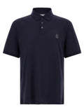 Brunello Cucinelli Logo-Embroidered Piqué Polo Shirt — Navy
