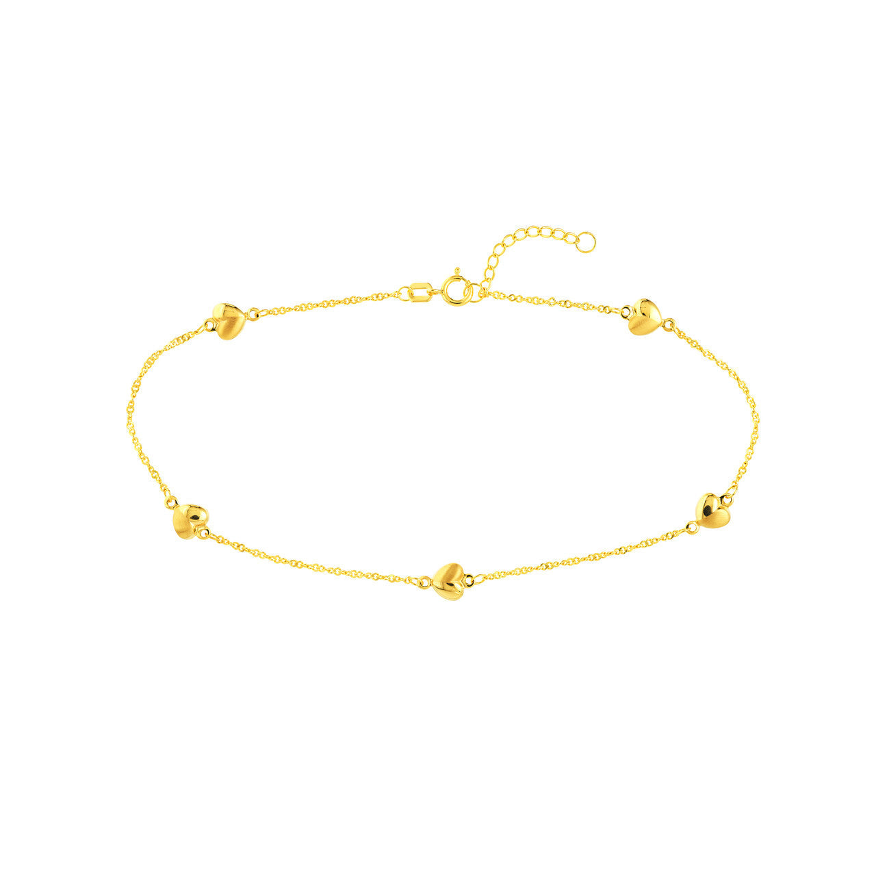 Puff Hearts on Piatto Chain Adjustable Anklet