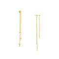 Front and Back Fluted Cross Earrings