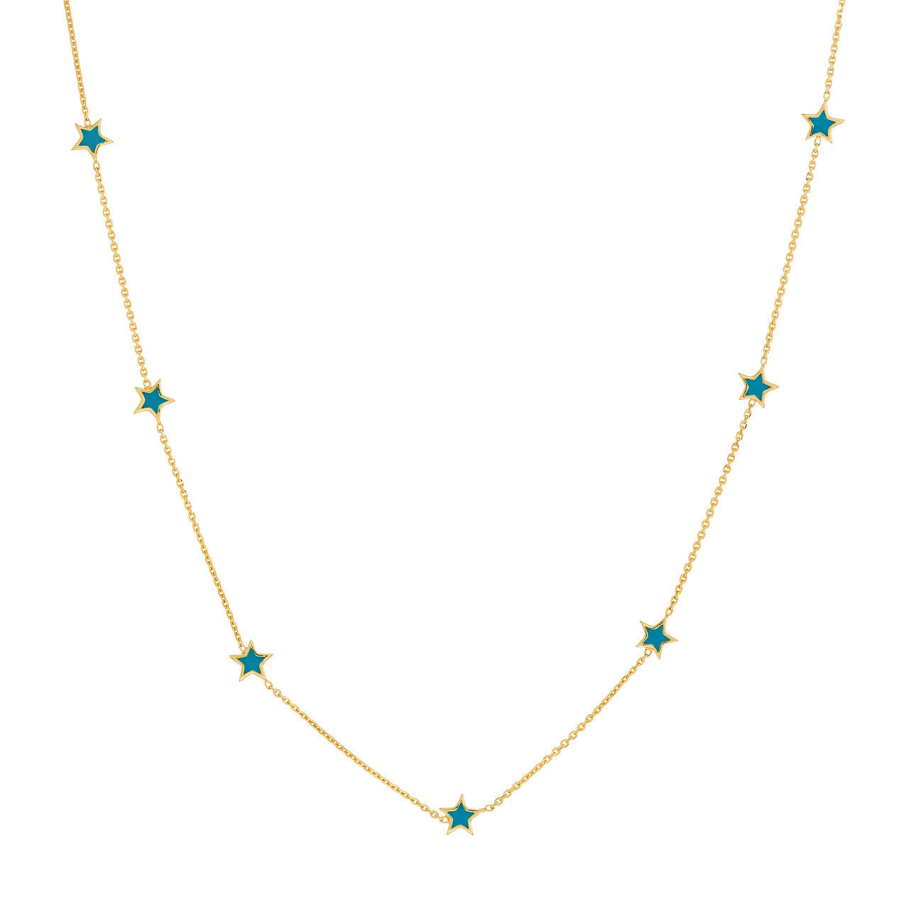 Teal Enamel Mini Star Necklace