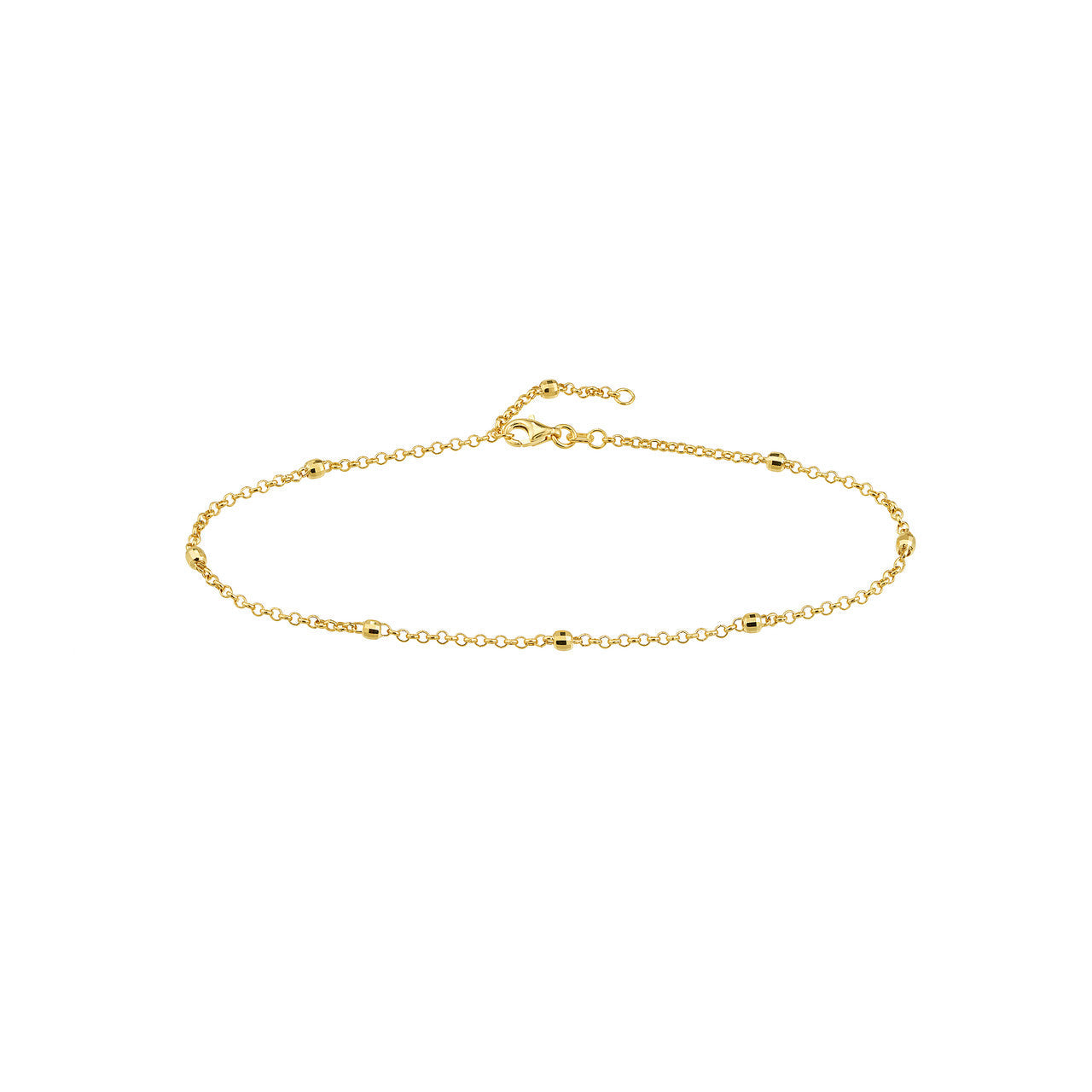 D/C Bead Station Rolo Chain Anklet