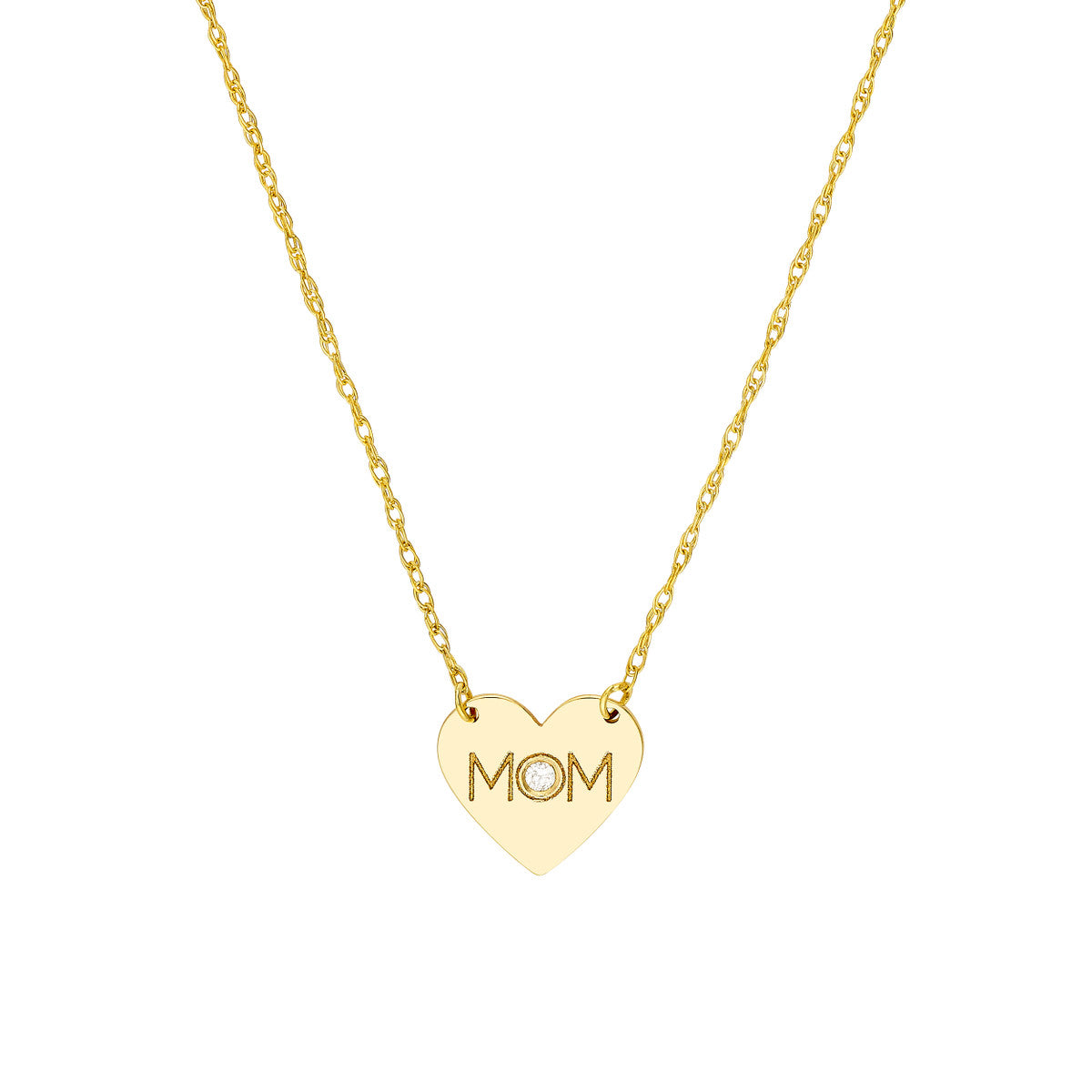 "MOM" Heart Diamond Necklace