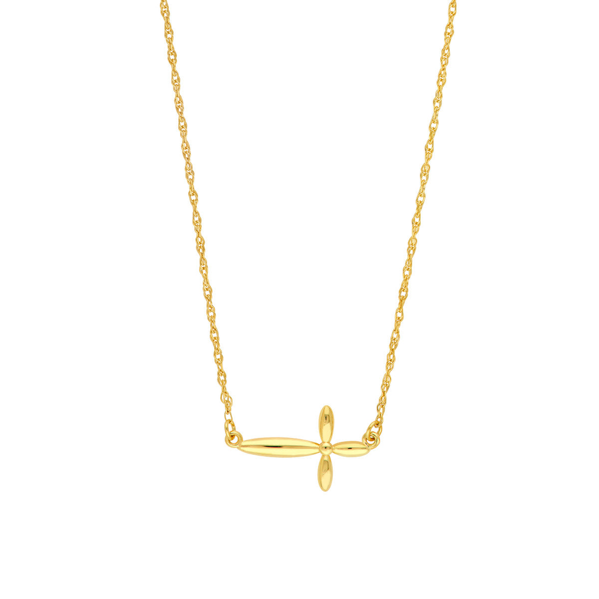 East West Puffy Cross Necklace