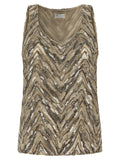 Brunello Cucinelli Chevron Sequin Embroidered Tank Top — Beige