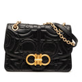 Quilted Leather Gancini Flap Shoulder Bag