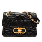 Quilted Leather Gancini Flap Shoulder Bag