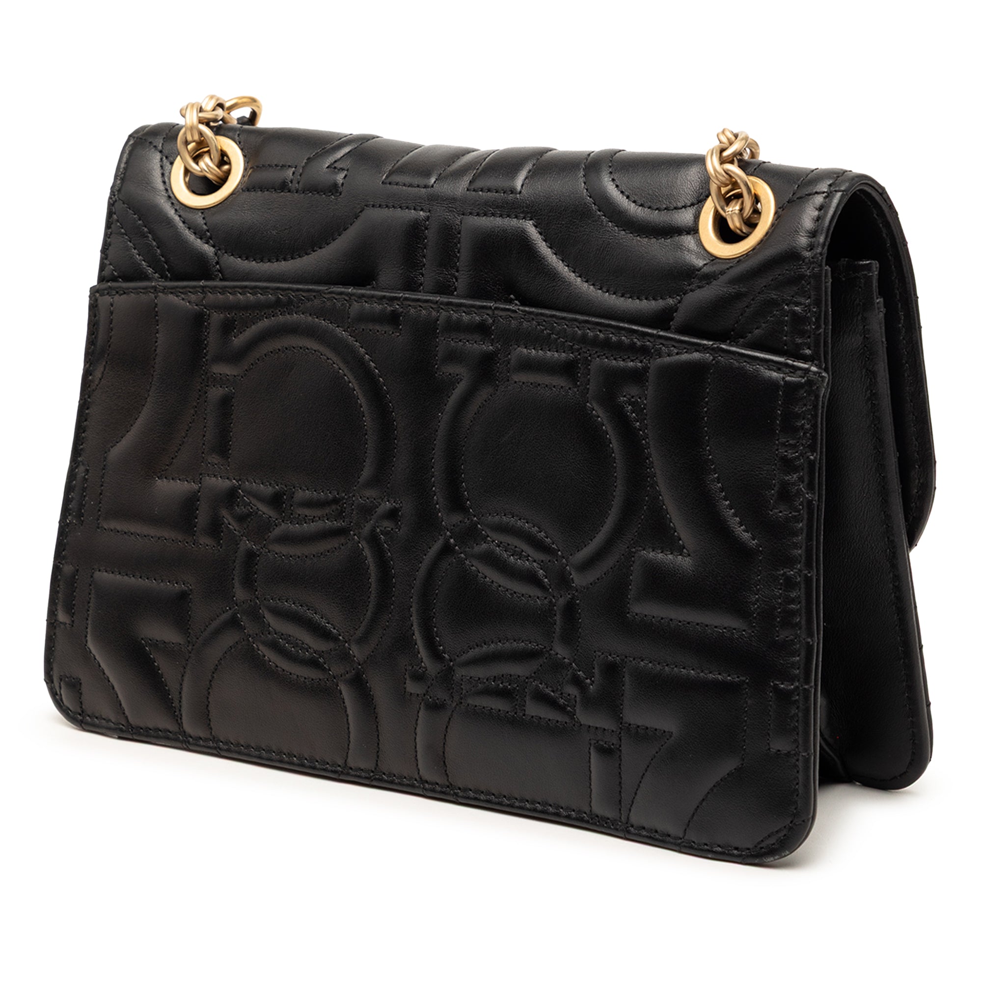 Quilted Leather Gancini Flap Shoulder Bag
