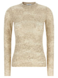 Brunello Cucinelli Perforated Silk and Alpaca Sweater — beige