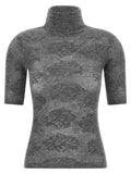 Brunello Cucinelli Openwork Turtleneck Sweater — Gray